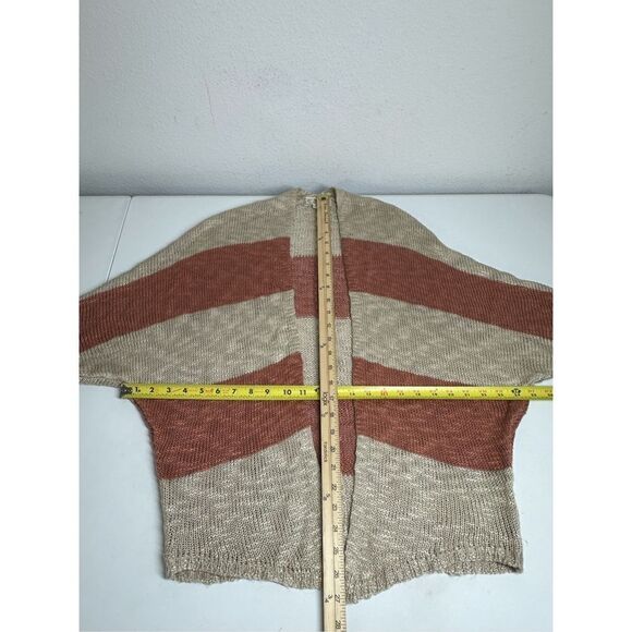 Pink Rose Bohemian Multistrip Cardigan Open Front Brown Cream Size Medium - Picture 9 of 13